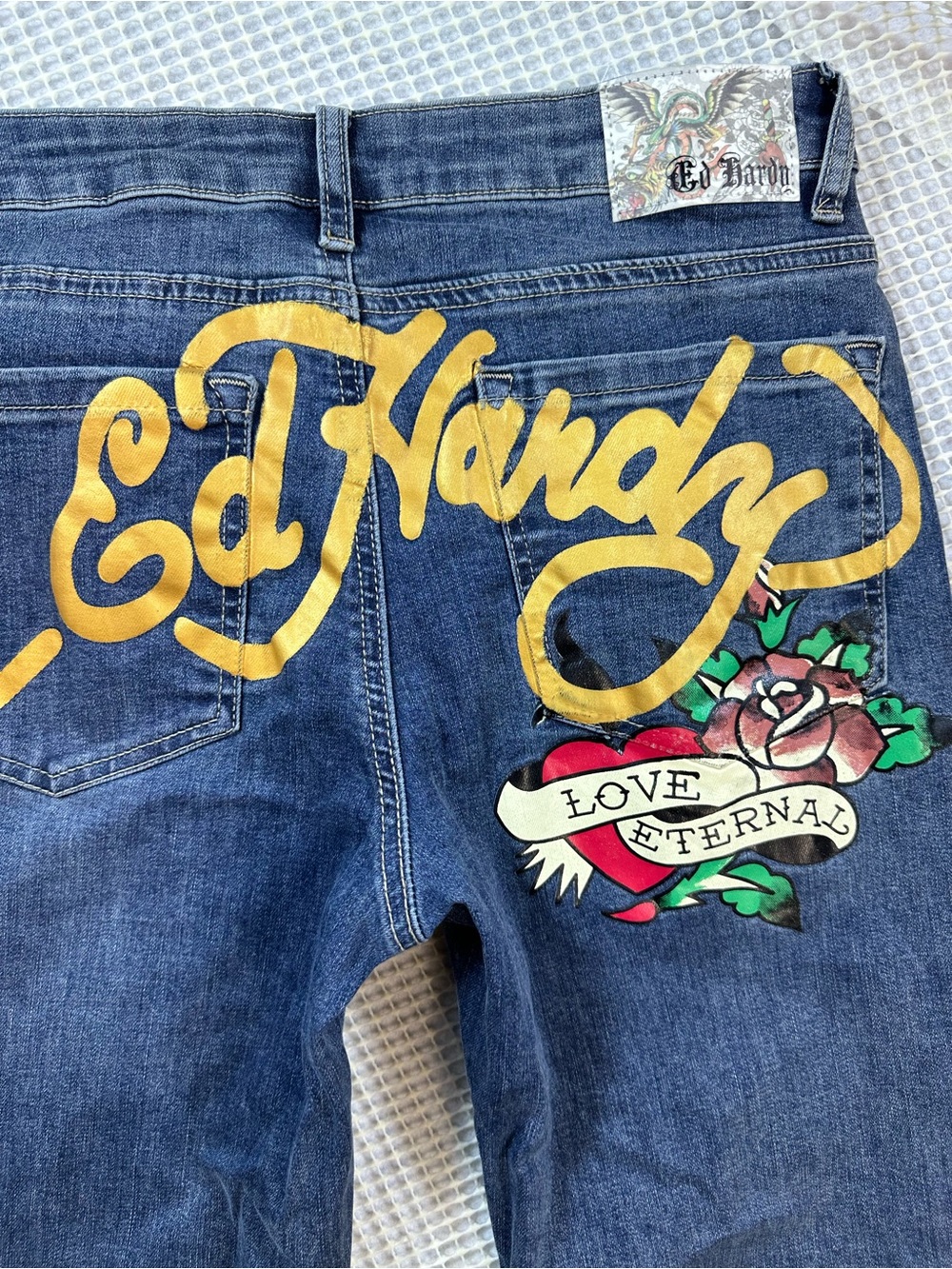 Ed Hardy Y2K True Love Embroidered Denim Fit and Flare Women's Jeans Size 30 - Picture 8 of 11